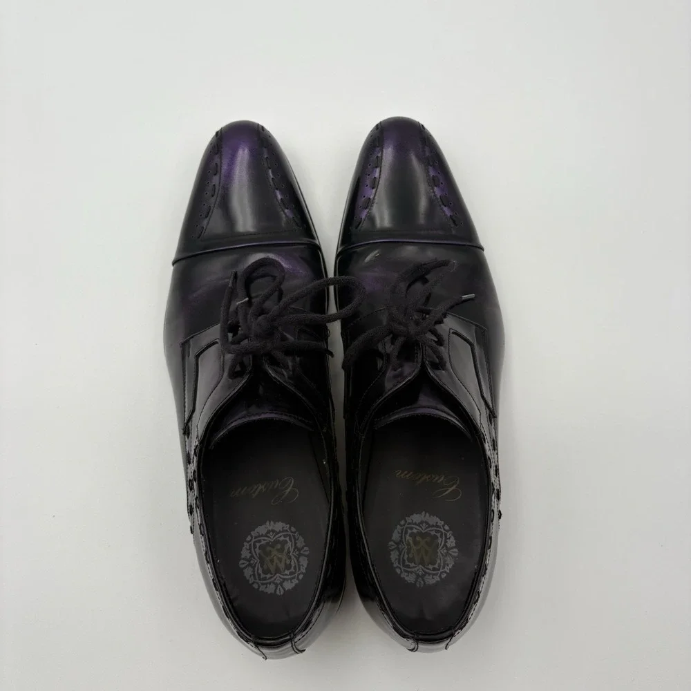 Mezlan Custom Purple Black Ombre Patent Leather Dress Shoes Oxford Men's Size 9M